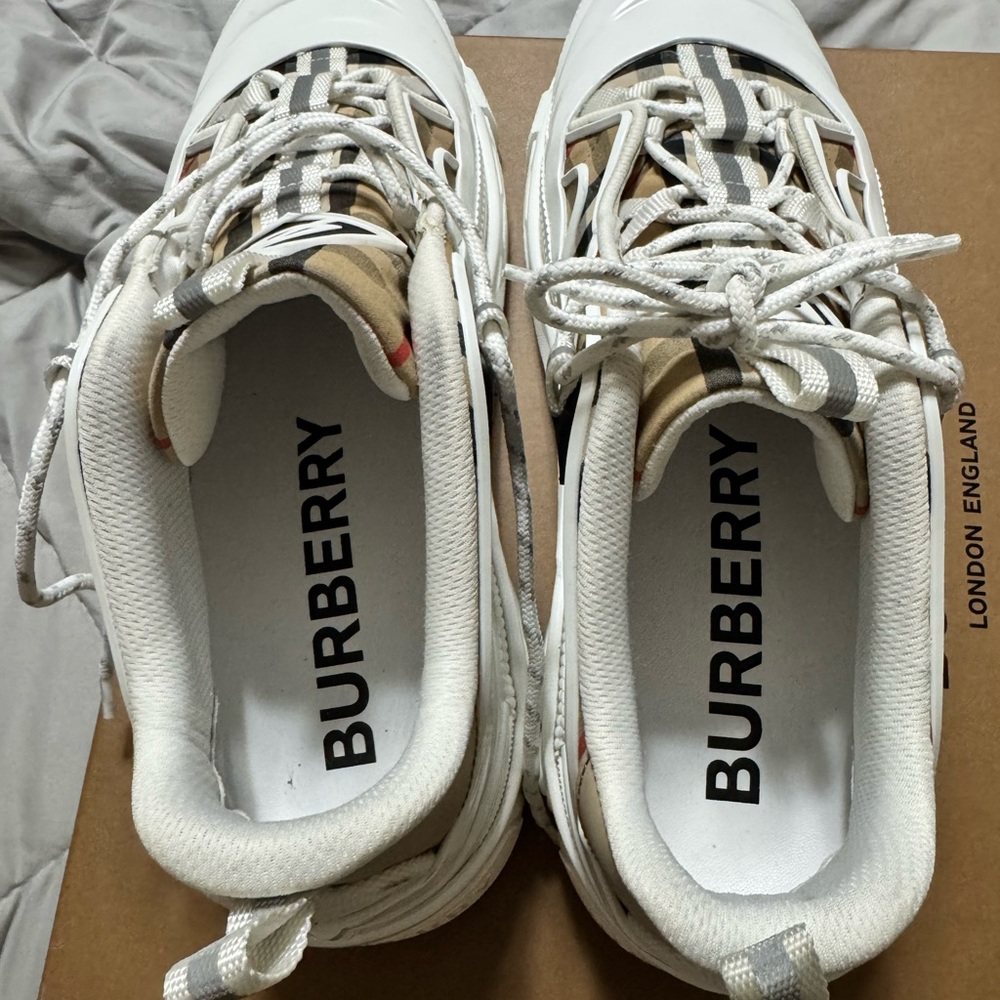 Burberry Checkered White and Tan Sneakers used in good condition! 500 or BO - Picture 2 of 6